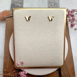 Cute Small Satin Gold Butterfly Stud Earrings | 14k Gold Plated Sterling Silver